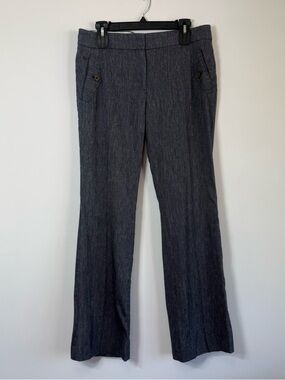 LOFT Marisa Trouser Size 10 Blue Grey Linen Blend Straight Leg Professional Work